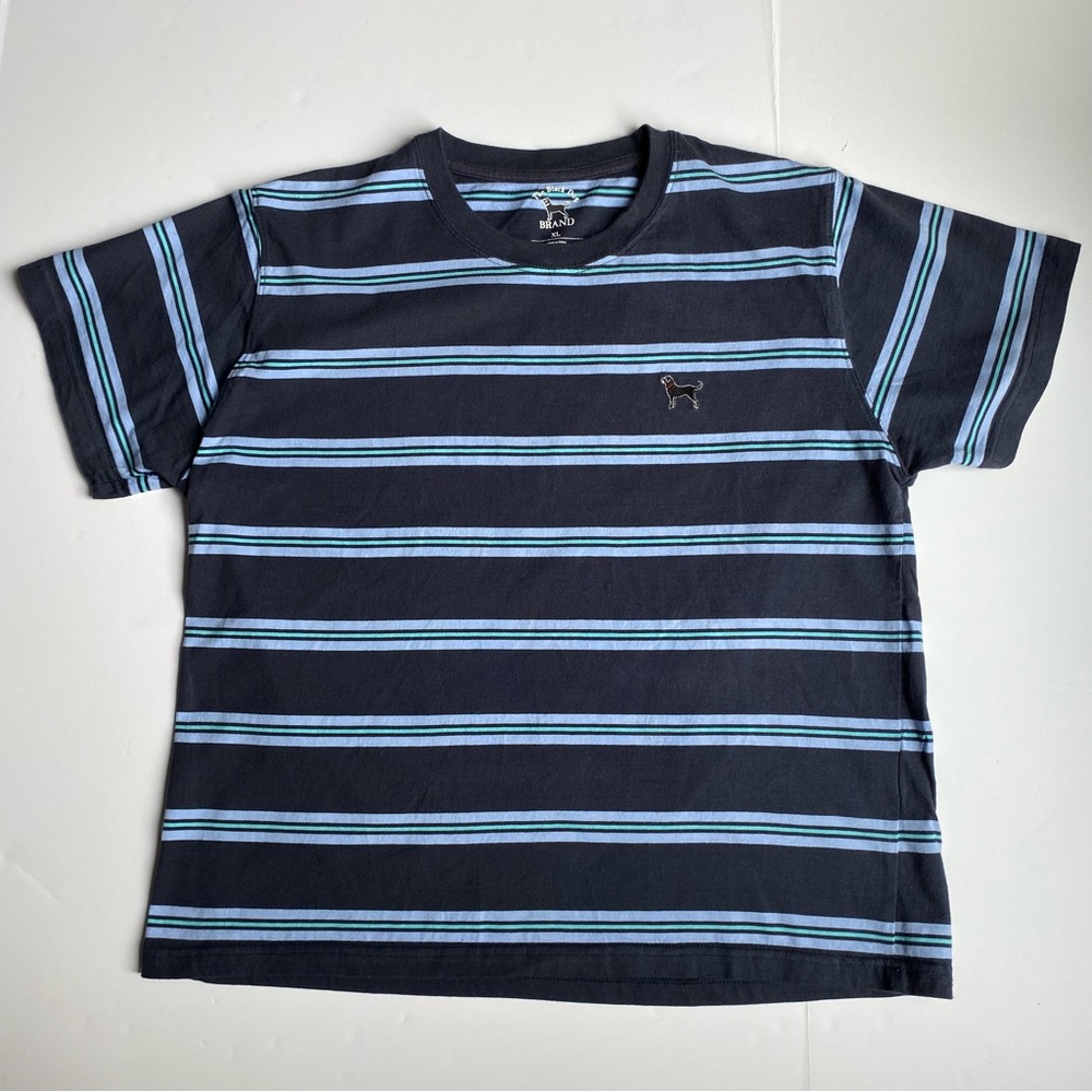 The Black Dog Shirt Size XL Boys Blue Stripes New England Youth T-Shirt Cotton - Picture 2 of 13